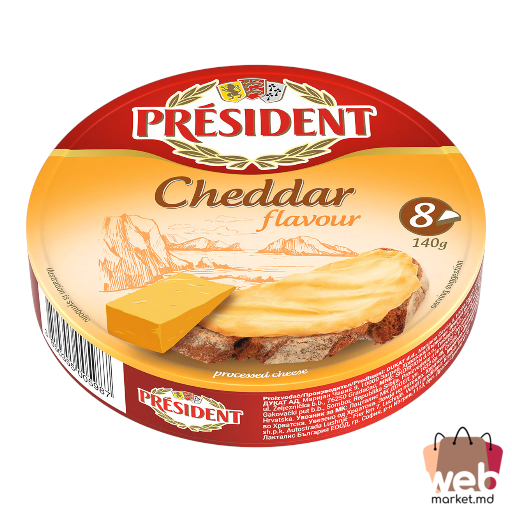 Brânză topită Cheddar triunghi 35% 140g PRESIDENT