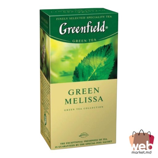 Ceai verde aromatizat Green melissa 25pac. x1.5g GREENFIELD
