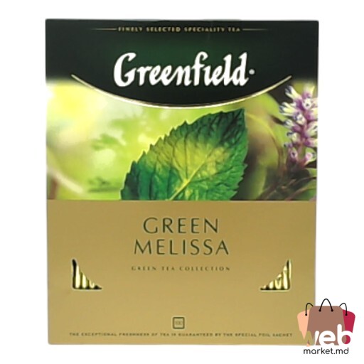 Ceai verde aromatizat Green Melissa 100pac. x1.5g GREENFIELD