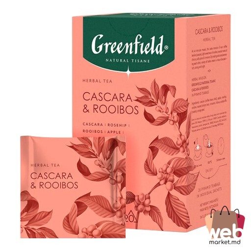 Ceai din plante cu fructe Cascara /Rooibos 20pac. x1.8g GREENFIELD