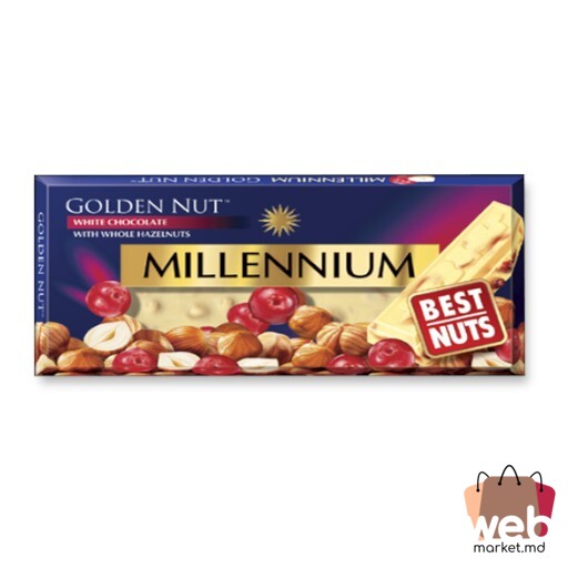 Ciocolată albă Gold cu alune 100g MILLENNIUM