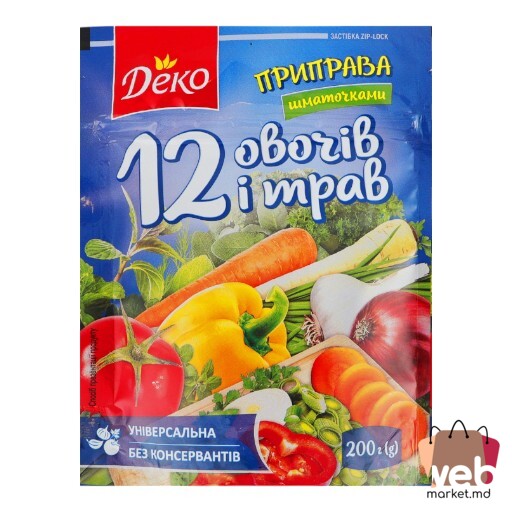 Condimente 12 legume și ierburi bucăți 200g DEKO