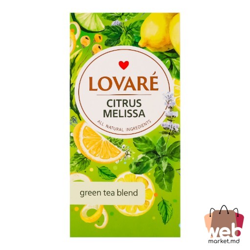 Ceai verde aromatizat verde aromatizat citrice /melissa 24pac. x2g LOVARE
