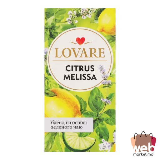 Ceai verde aromatizat citrice /melissa 50pac. x2g LOVARE