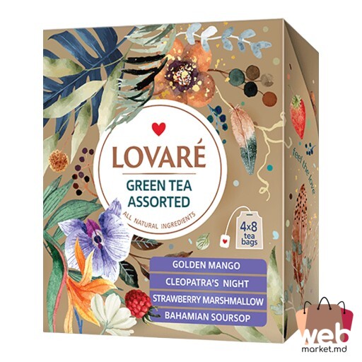 Ceai verde aromatizat Green Assorted 50pac. x2g LOVARE