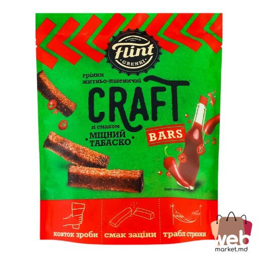 Crutoane din secară gust sos tabasco 90g FLINT CRAFT