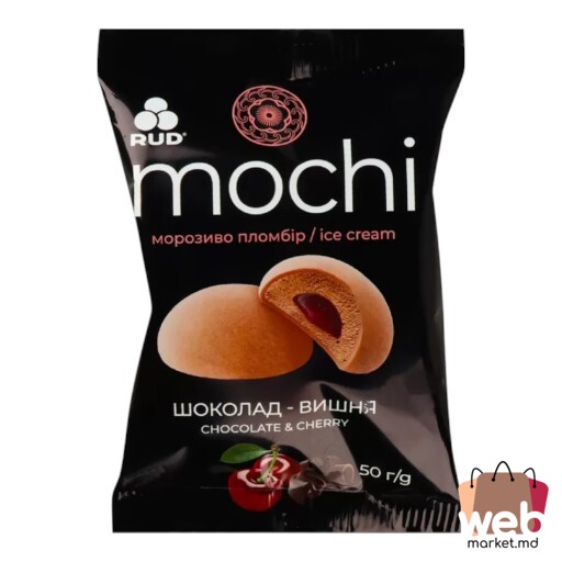 Înghețată Mochi Plombir ciocolată cireșe 50g RUD