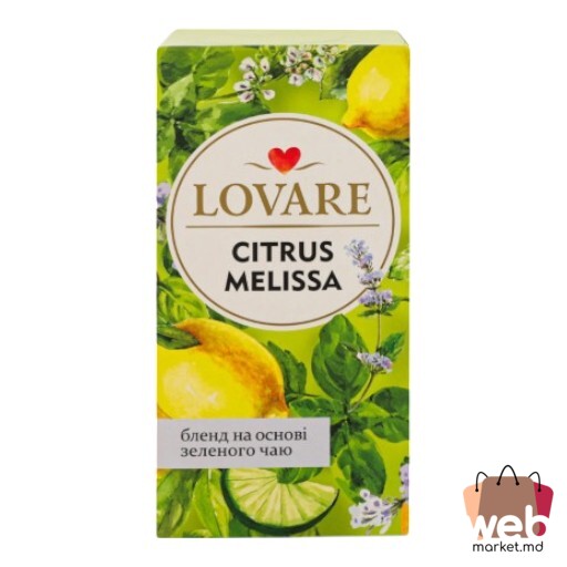 Ceai verde aromatizat citrice /melissa 32pac. x1.5g LOVARE
