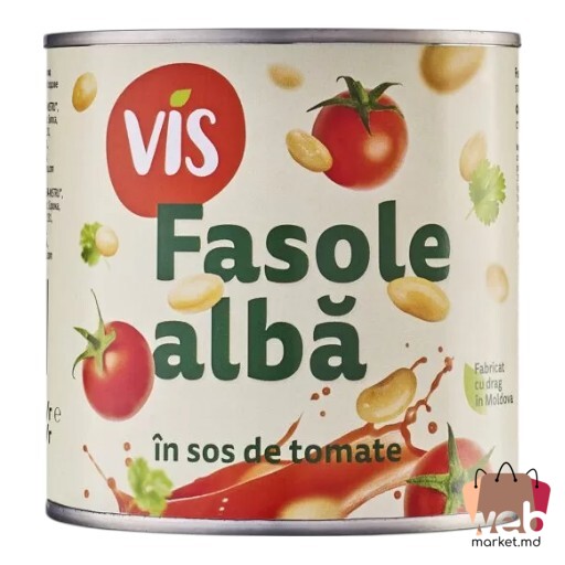 Fasole albe în sos de roșii 410g /246g VIS