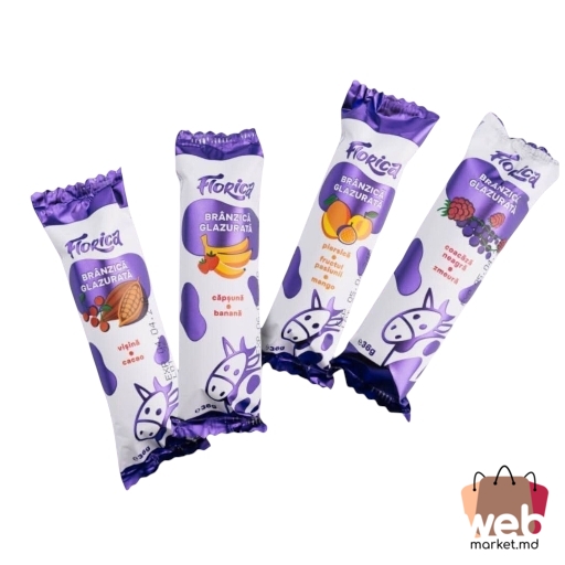 Brânzică glazurată 20% coacăză neagră /zmeură 36g FLORICA