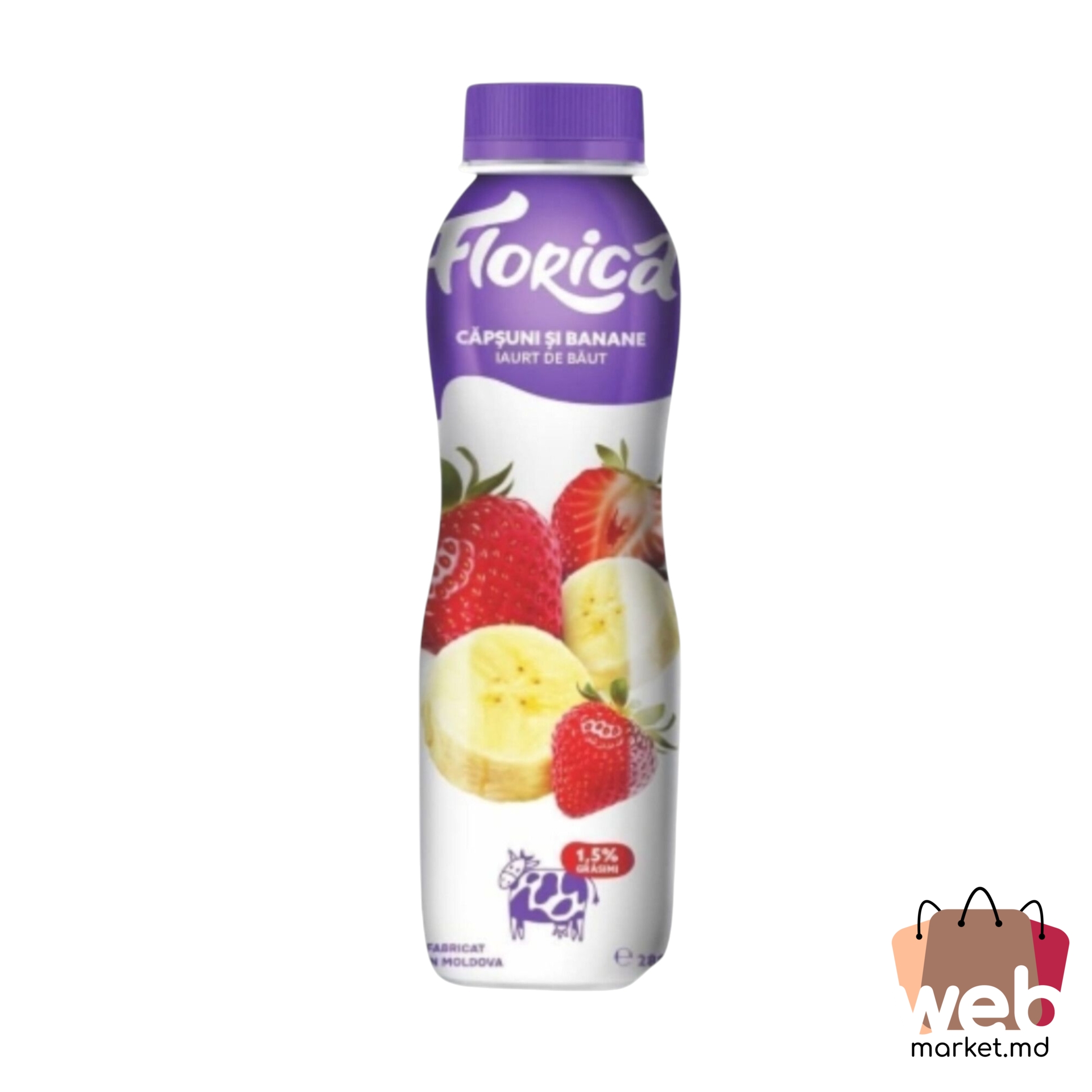 Iaurt de băut căpșună /banane 1.5% 280ml FLORICA