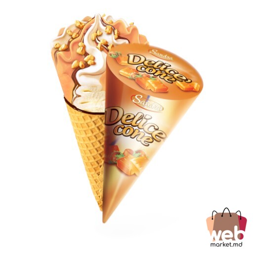 Înghețată vanilie/ caramel Delice cone 200ml SANDRA