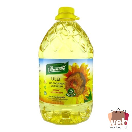 Ulei de floarea-soarelui rafinat dezodorizat 5L BUNETTO