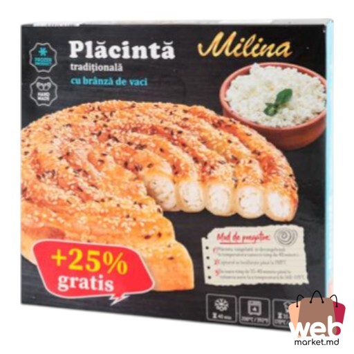 Plăcintă congelată cu brânză de vaci 560g MILINA