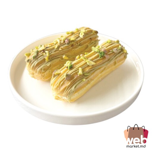 Prăjitură Ecler cu cremă de fistic kg BONUS