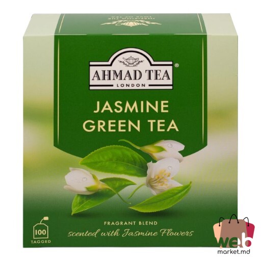 Ceai verde aromatizat Iasomie cu Etichetă 100pac. x2g AHMAD TEA