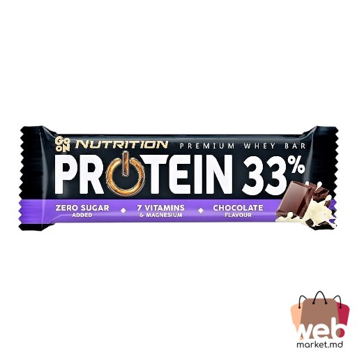 Baton proteic 33% ciocolată fără zahăr 50g GO ON