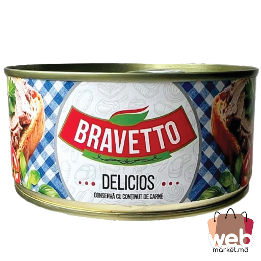 Conservă cu conținut de carne delicios 290gr BRAVETTO