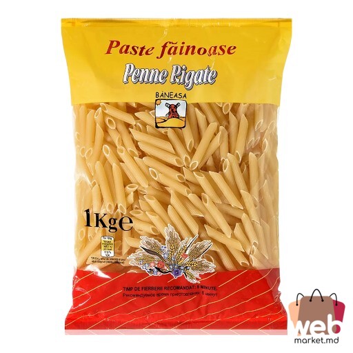Paste făinoase Penne Rigate 1kg BĂNEASA