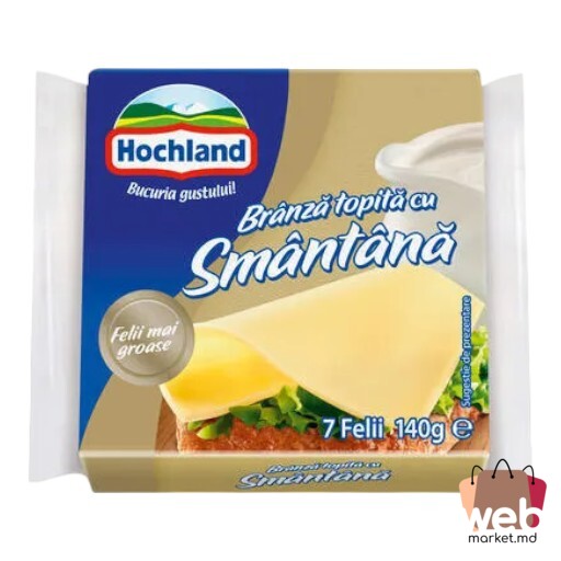 Cașcaval topit felii smântână 19% 140g HOCHLAND