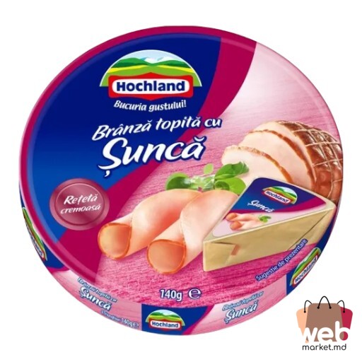 Cașcaval topit triunghi șuncă 17% 140g HOCHLAND