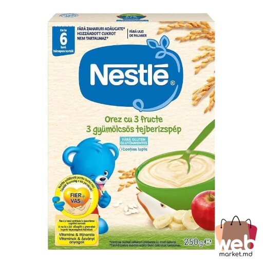 Terci cu lapte orez /3 fructe 250g NESTLE