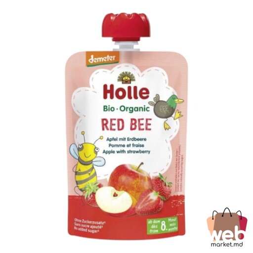 Piure Bio organic Red Bee mere /căpșuni (8 luni+) 100g HOLLE