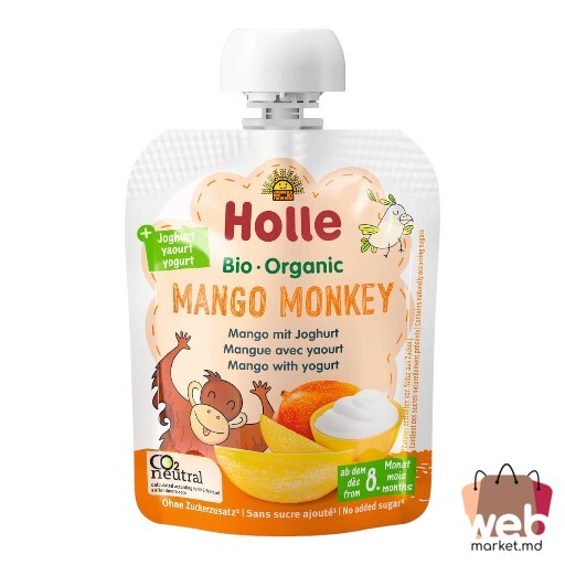 Piure Fruity Fox iaurt /mango monkey (8+ luni) 85g HOLLE