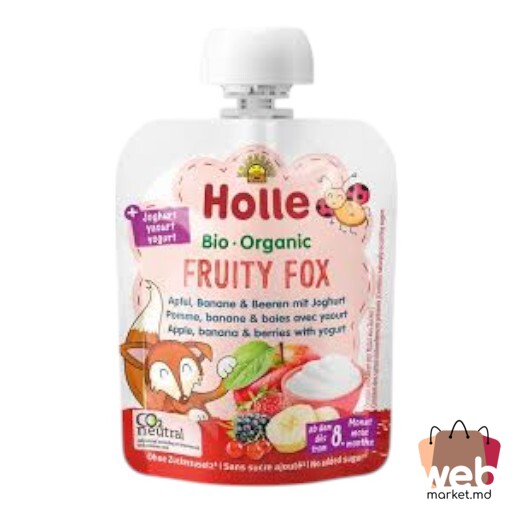 Piure Fruity Fox iaurt /mere /pere (8+ luni) 85g HOLLE
