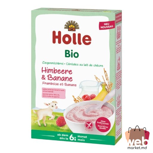 Terci cu lapte de capră orez/zmeură/banană (6+ luni) 200g HOLLE