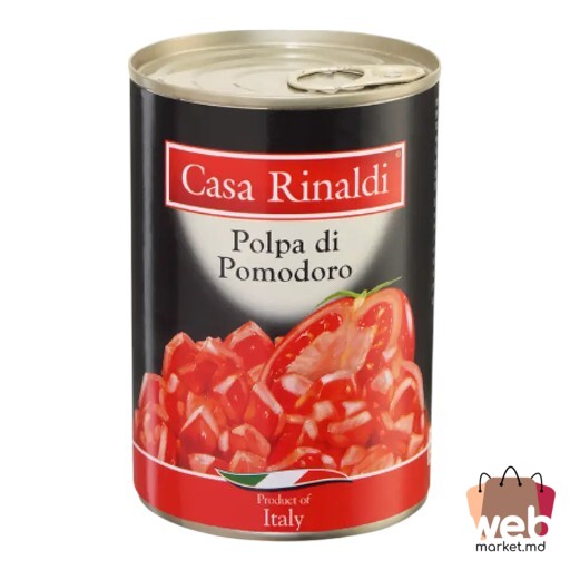 Roșii în suc propriu tăiate 400g /240g CASA RINALDI