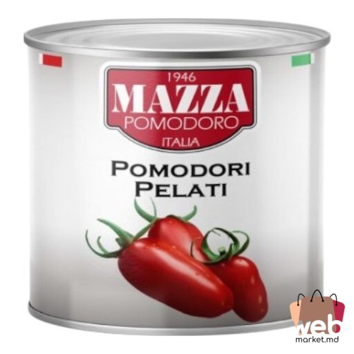 Roșii în suc propriu decojite 800g /480g MAZZA