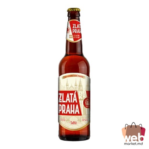 Bere blondă Lager Sticlă 4.7% 500ml ZLATA PRAHA