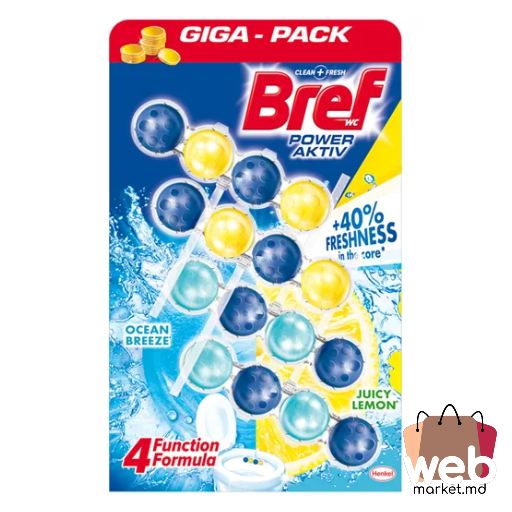 Bloc p/u toaletă Power Activ lemon ocean 4buc.x50g BREF
